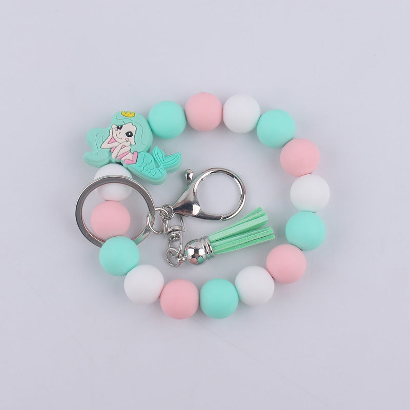 Wholesale Cartoon Silicone Handmade Beaded Wrist Keychain